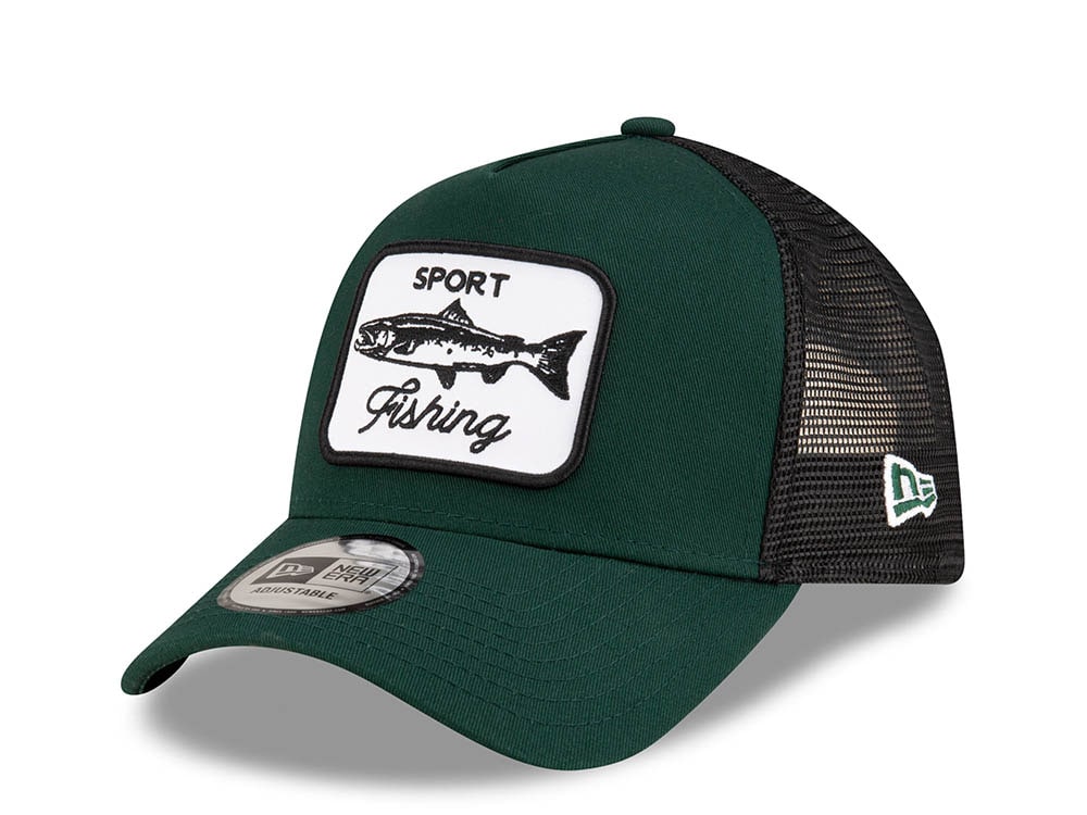 New Era Sport Fishing Patch Green 9Forty A Frame Trucker Snapback Gorra