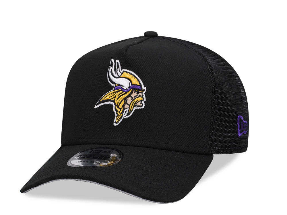 New Era Minnesota Vikings Black 9Forty A Frame Trucker Snapback Gorra