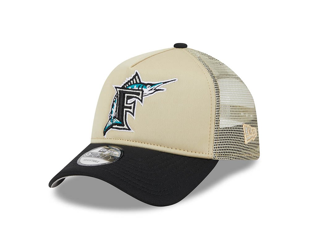 New Era Florida Marlins Gold All Day 9Forty A Frame Trucker Snapback Gorra