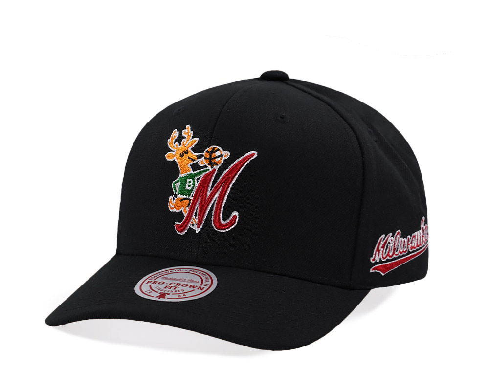 Mitchell & Ness Milwaukee Bucks Hardwood Classic Pro Crown Fit Black Snapback Gorra