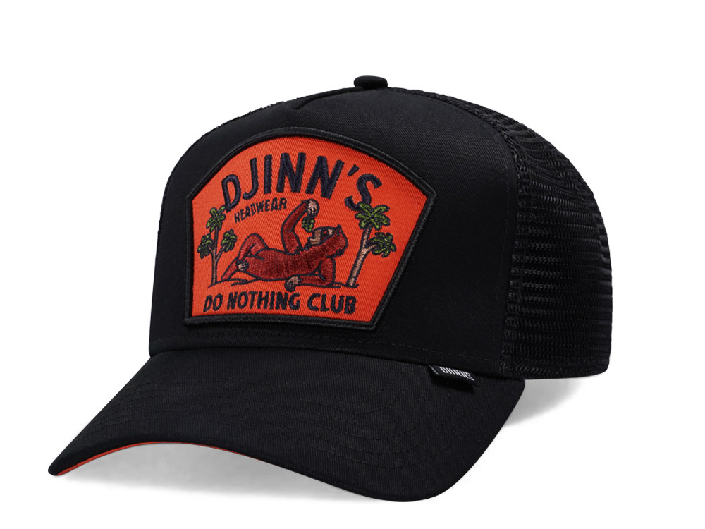 Djinns Do Nothing Club Black Orange Trucker Snapback Gorra