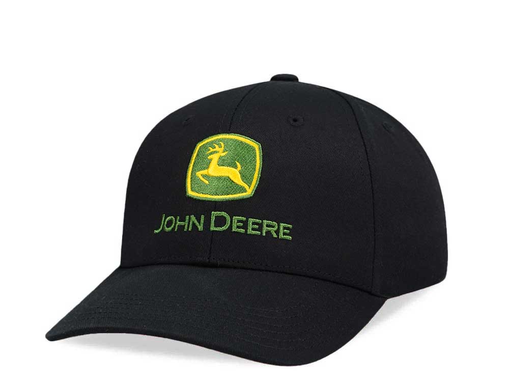 John Deere Logo Classic Cap Black Strapback Gorra