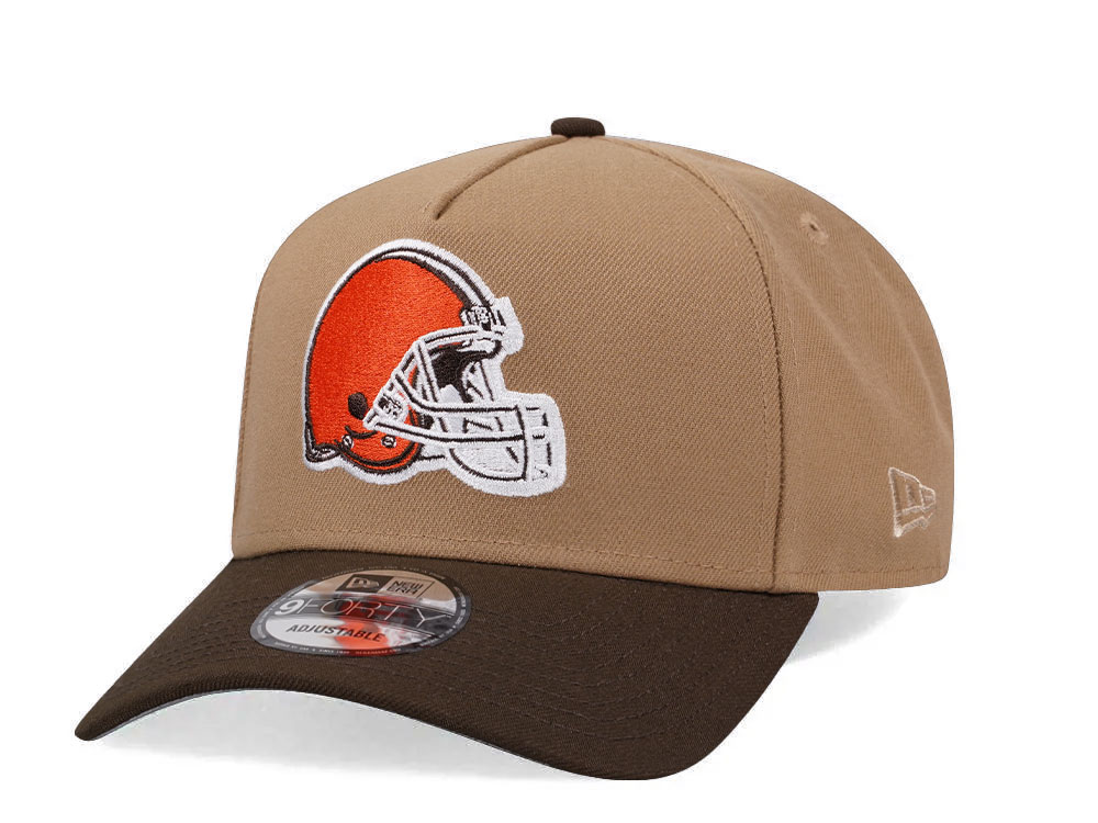 New Era Cleveland Browns Khaki Two Tone Edition 9Forty A Frame Snapback Gorra