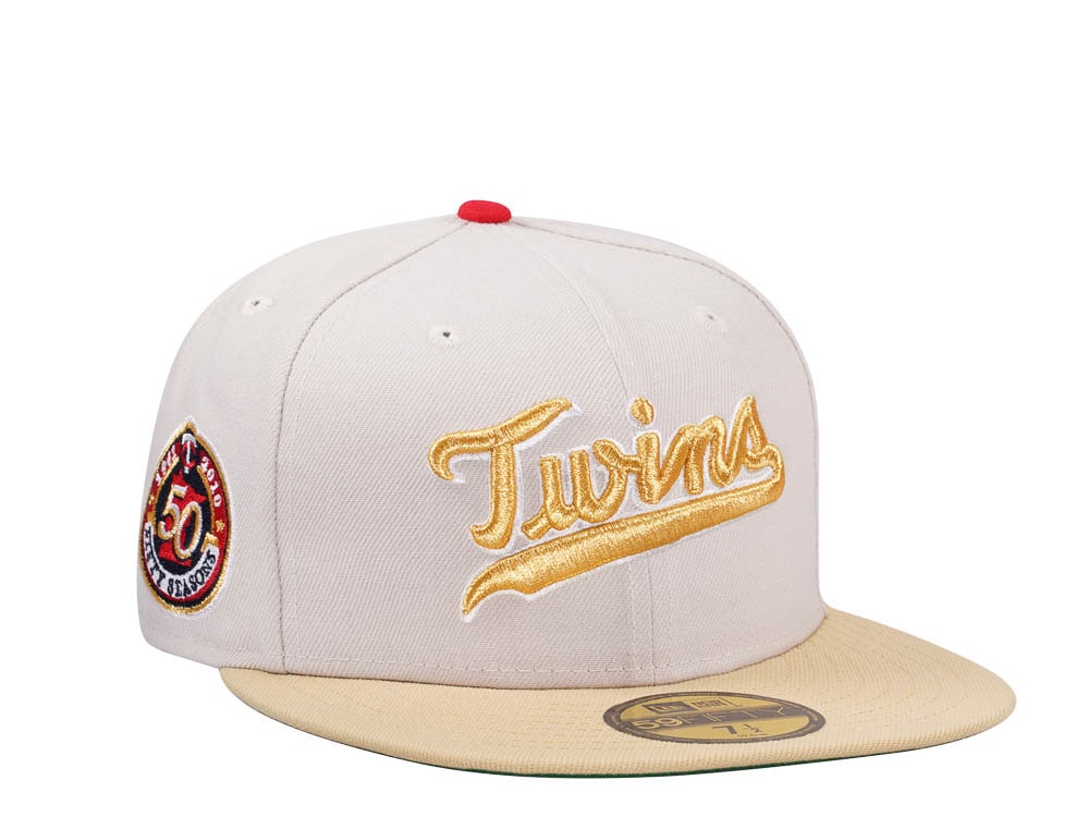 New Era Minnesota Twins 50th Season Stone Gold Two Tone Edition 59Fifty Fitted Gorra