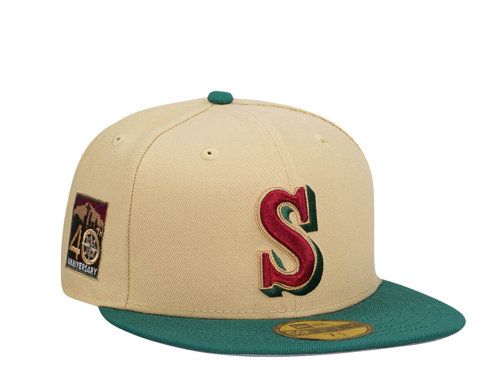 New Era Seattle Mariners 40th Anniversary Vegas Gold Prime Two Tone Edition 59Fifty Fitted Gorra