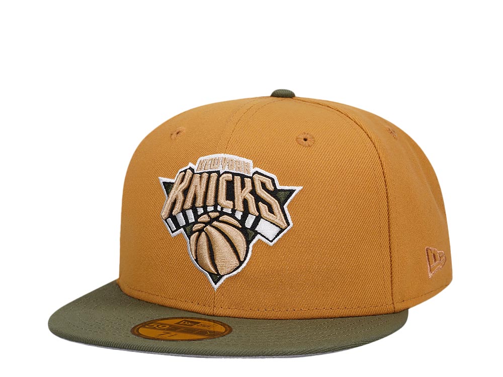 New Era New York Knicks Panama Tan Olive Two Tone Classic Edition 59Fifty Fitted Gorra