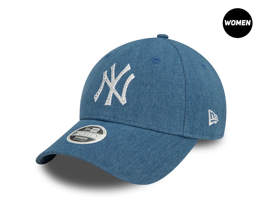 New Era New York Yankees Diamente Denim Blue Womens 9Forty Snapback Gorra