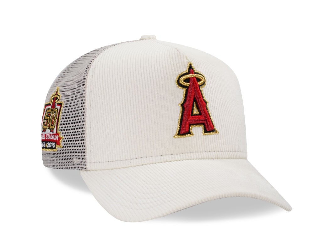 New Era Anaheim Angels 50th Anniversary Chrome Corduroy Prime Trucker 9Forty A Frame Snapback Gorra