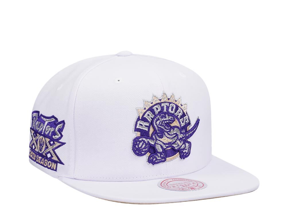 Mitchell & Ness Toronto Raptors 20th Anniversary Winter White Hardwood Classic Snapback Gorra