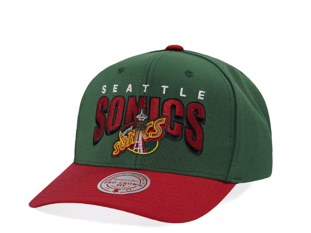 Mitchell & Ness Seattle Supersonics Hardwood Classic Pro Crown Fit Green Snapback Gorra