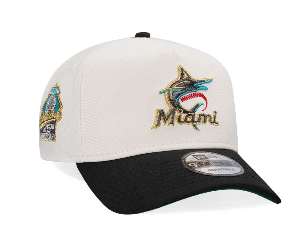 New Era Miami Marlins 25th Anniversary Chrome Gold Two Tone Edition A Frame Snapback Gorra