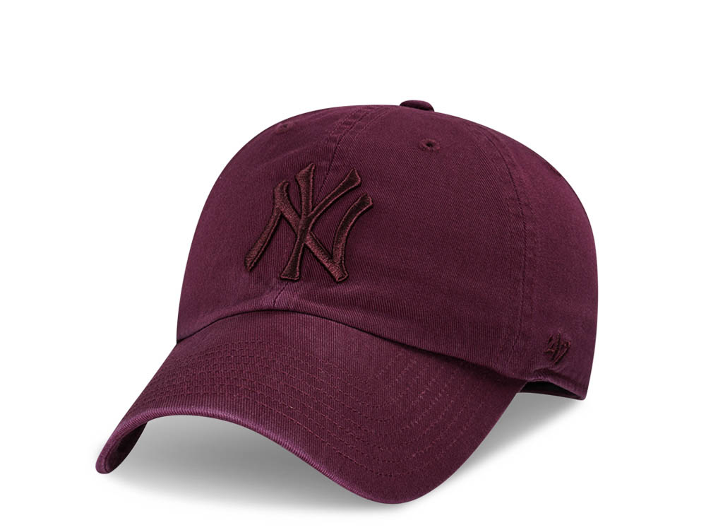 47Brand New York Yankees Dark Maroon Clean Up Strapback Gorra