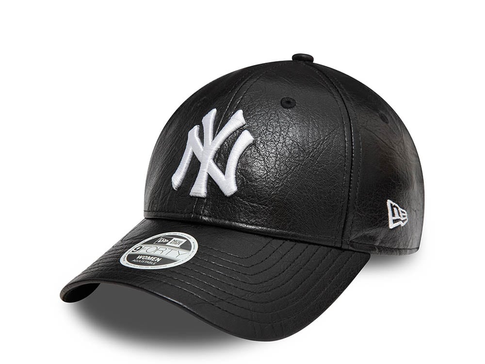 New Era New York Yankees Leather Black Womens 9Forty Strapback Gorra