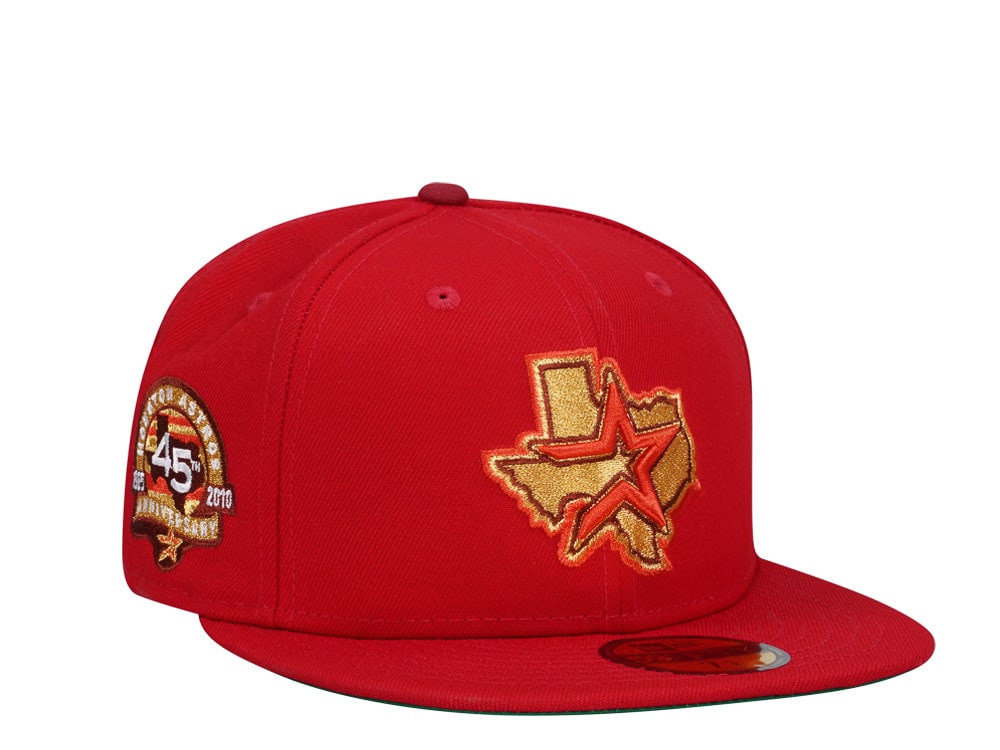 New Era Houston Astros 45th Anniversary Scarlett Gold Prime Edition 59Fifty Fitted Gorra