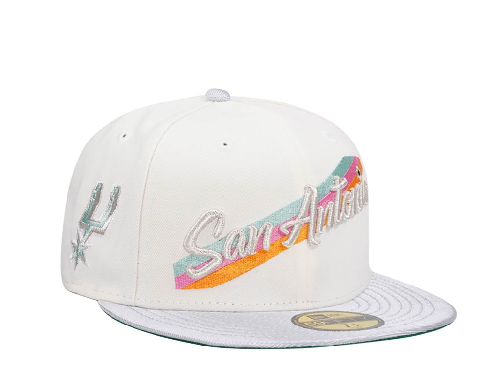 New Era San Antonio Spurs Chrome White Throwback Edition 59Fifty Fitted Gorra