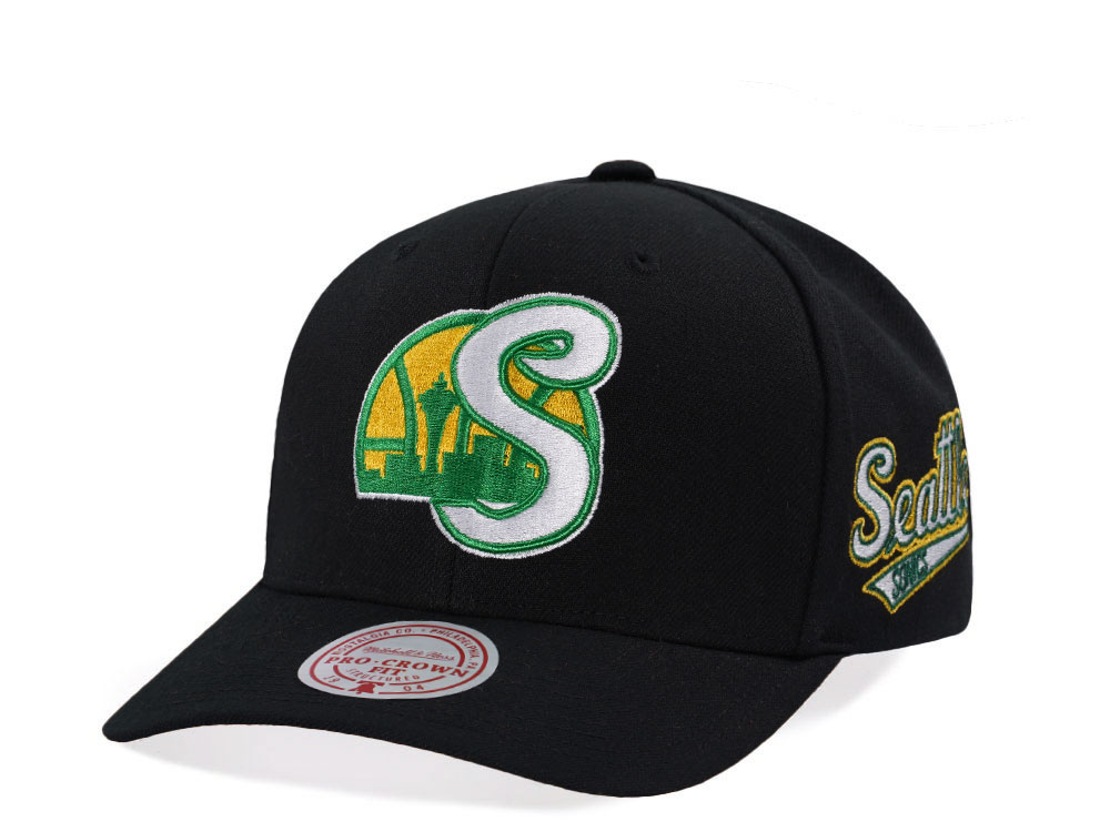 Mitchell & Ness Seattle Supersonics Hardwood Classic Pro Crown Fit Black Snapback Gorra